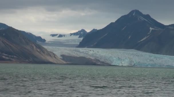 雪に覆われた山々 と北極の海。アイスランド. — ストック動画
