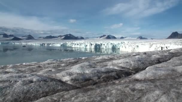 Glacier Panorama à la frontière avec l'océan. Arctique . — Video