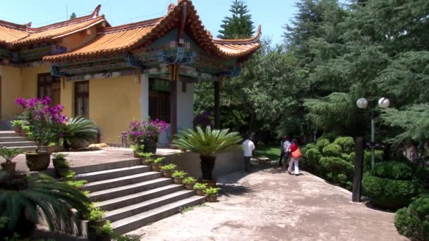 Construcción del centro religioso del budismo y la cultura china del lago Fuxian. — Vídeo de stock