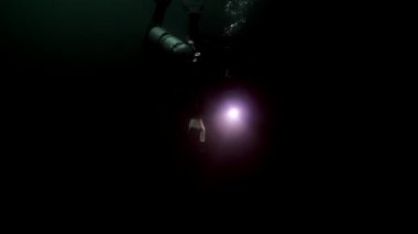 Yucatan Meksika 'nın sualtı mağaralarına dalış yapıyorlar..