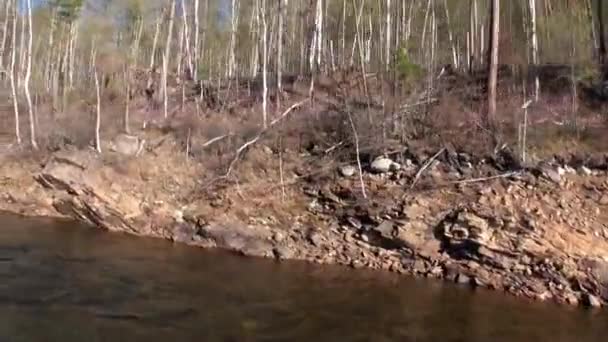 Ribera rocosa en la montaña en Siberia de Rusia. — Vídeo de stock