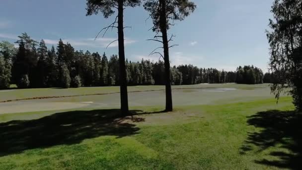 Vol de paysage aérien sur un terrain de golf — Video