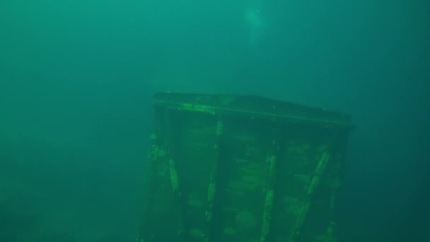 Underwater landscape of clear transparent ice under cold water of lake Baikal. — Stock Video