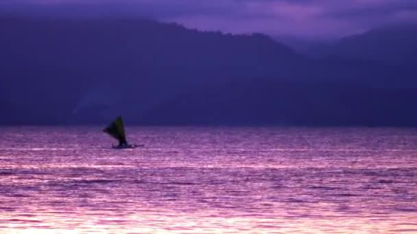 Purple sunset over sea on islands of Republic of Philippines. — Stock Video