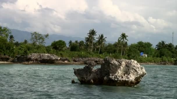 Paisagem litorânea com palmeiras em ilhas da República das Filipinas. — Vídeo de Stock