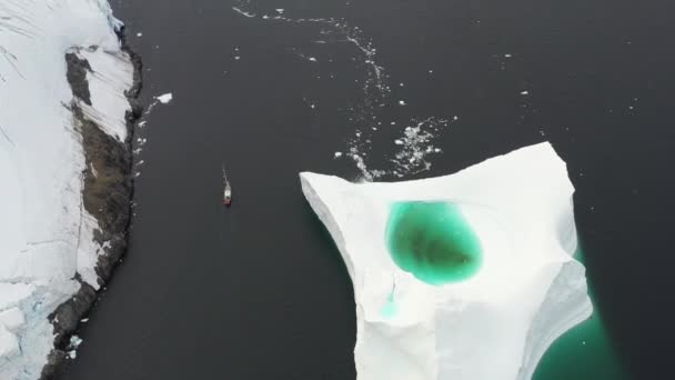 地球温暖化と気候変動。南極の融解氷河からの氷山. — ストック動画