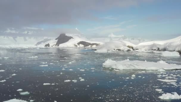 Iceberg gigante galleggiante dallo scioglimento del ghiacciaio in Antartide. — Video Stock