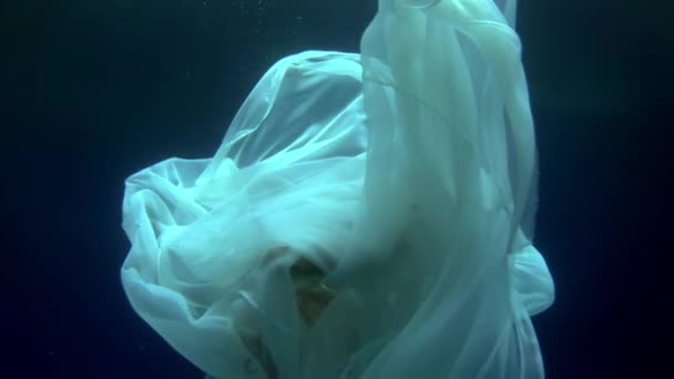 물 속에 있는 젊은 여자 잠수부가 천사의 탄생 을묘사 하는 장면. — 비디오