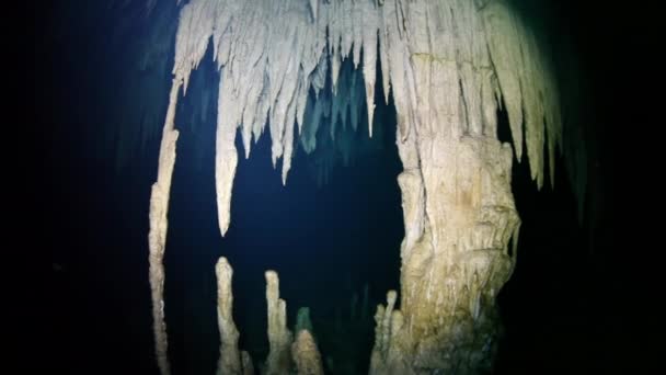 Underwater caves of Yucatan Mexico cenotes. — Stock Video