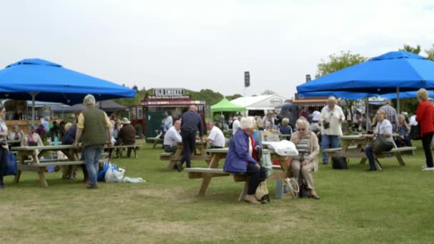 Foule de personnes sur l'exposition pour les amateurs de jardinage, aménagement paysager RHS Malvern Hills. — Video