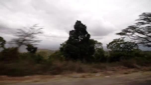 Um tiro de um vale queniano tirado de um carro em movimento. — Vídeo de Stock