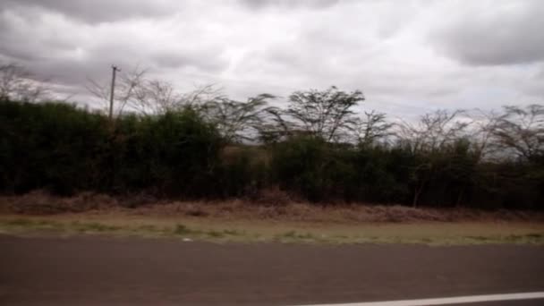 Una vista di una strada keniota da un cofano di camion. — Video Stock