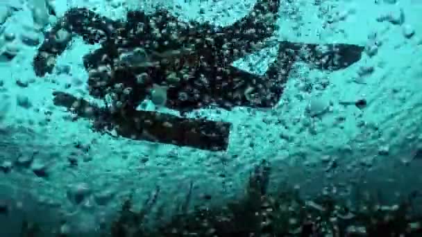 Investigador buzo viajero en el fondo submarino del lago Baikal. — Vídeo de stock