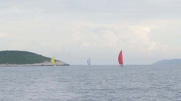 Yachter och båtar av regatta. — Stockvideo