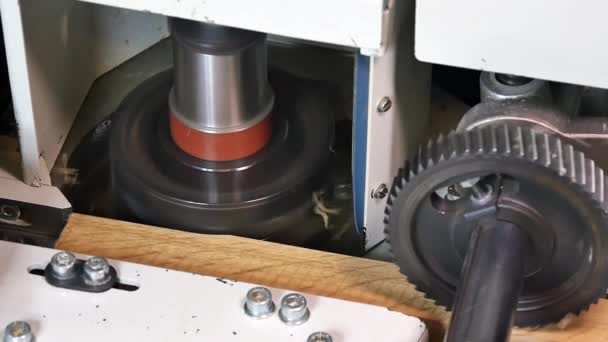 Planing Machine at the woodworking and furniture Industry and Plant. Sloe motion. — Stock Video