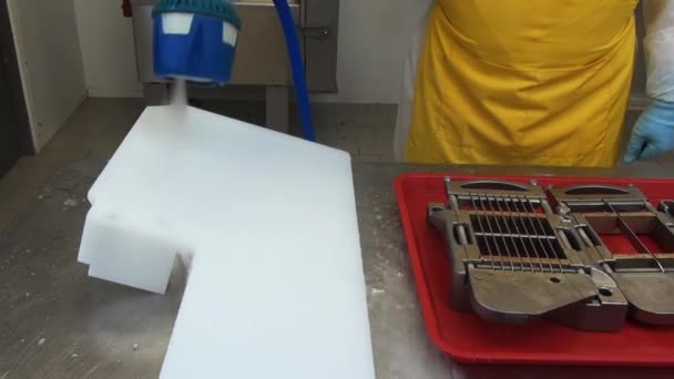 Desmontaje y limpieza de detergentes y desinfectantes partes de la picadora de carne . — Vídeo de stock