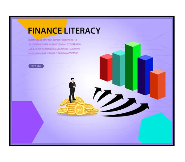 Design Illustrations Financial Literacy Cartoons Can Used Business Financial Management — Stock Vector