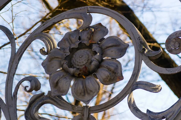 Goldener Eisenzaun in der Mitte — Stockfoto