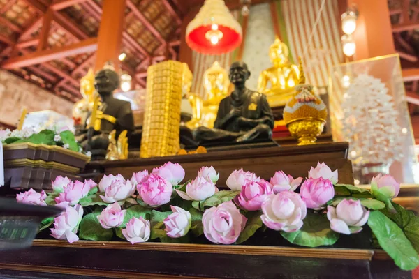 Beautiful pink lotus for give respect to buddha — Stock Photo, Image