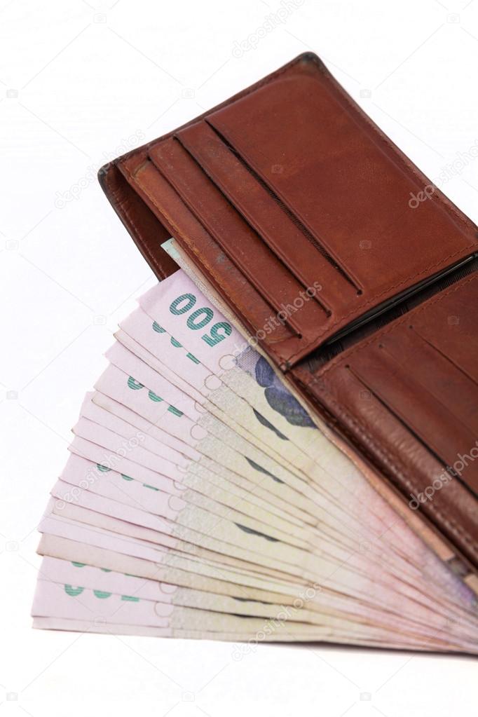 Thai money in a wallet