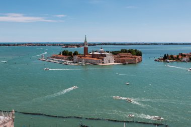 San Giorgio Maggiore Adası Venedik, İtalya, havadan görünümü