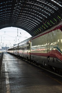 Beyaz tren Milan Merkez Tren İstasyonu'na, İtalya