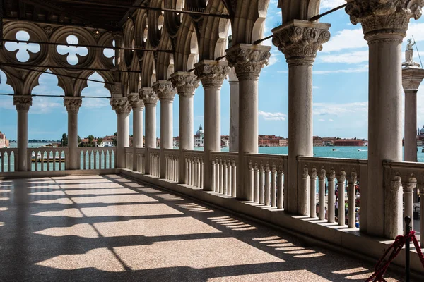 Arcade of the Doge's Palace: Gothic architecture in Venice, Ital