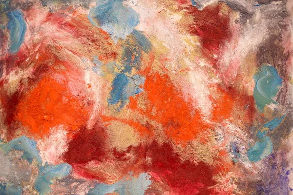 Paint on Canvas: Abstract Art in Red, Gray, White and Blue Colors - Background.