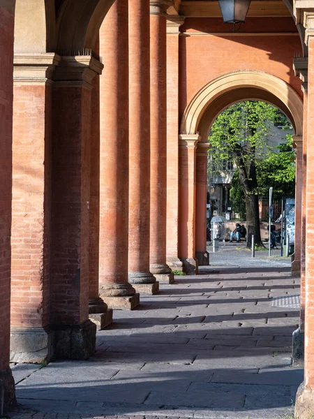 Arcade Hallway Columns Orange Architecture Public Square Parma Italy —  Fotos de Stock