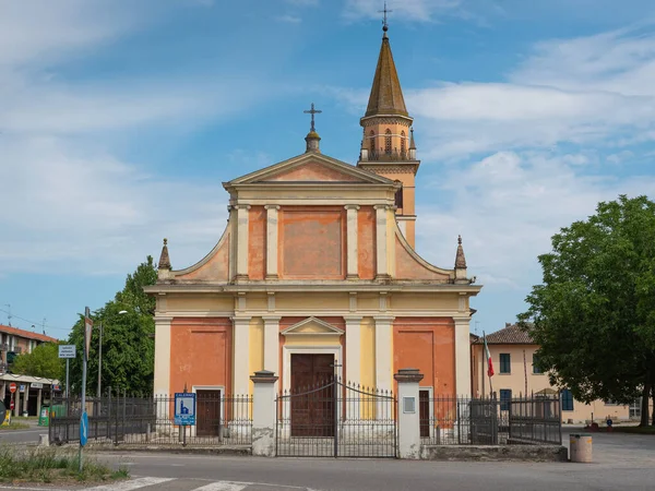 Fațada Bisericii Santa Margherita Vergine Martire Din Calerno Provincia Reggio — Fotografie, imagine de stoc