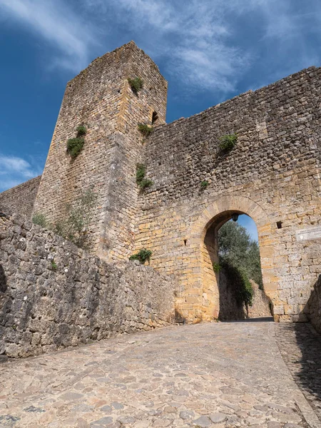 Zpět Přístupové Dveře Vnější Zdi Středověké Vesnice Monteriggioni Sieně Toskánsko — Stock fotografie