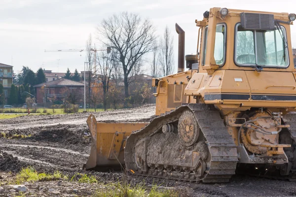 Tracked loader excavator at construction area — Stock Photo, Image