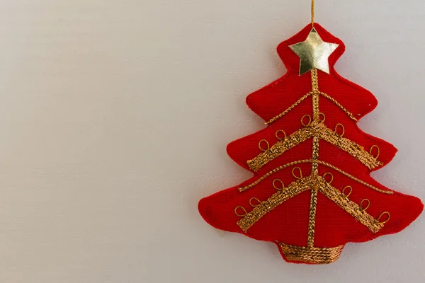 Red christmas tree textile decoration — Stock Photo, Image