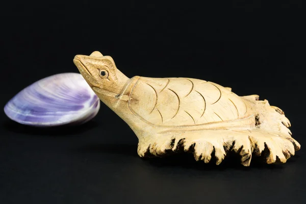 Decorative marquetry wooden turtle — Stock Photo, Image