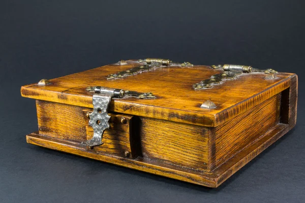 Wooden casket, brown box with nail — Stock Photo, Image