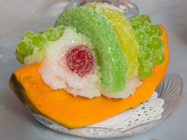 tatlı pasta taklit: renkli mum meyve mumlar kek