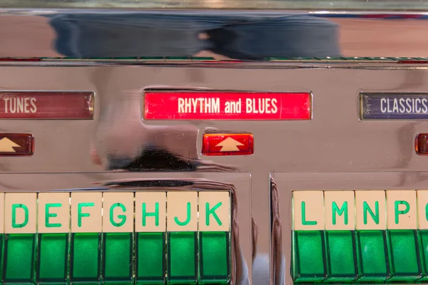 Retro vintage jukebox record player: rhythm and blues sign — Stock Photo, Image