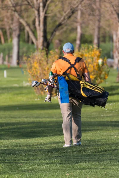 Chubby Man with Golf Bag — Stock Photo, Image