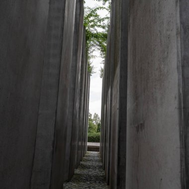 Daniel Libeskind 'in Sürgün Kalesi ve Ağaçlar Bahçesi, Berlin Yahudi Müzesi' ndeki 49 Eğimli Sütun..