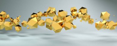 Uçan 3D altın platonik arka plan