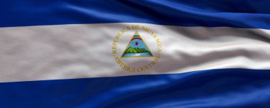 Nikaragua bayrağını dalgalandırmak - Nikaragua bayrağı - 3 boyutlu arkaplan