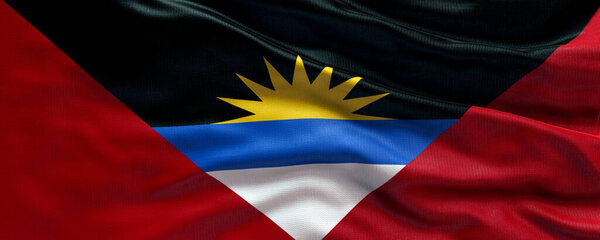Waving flag of Antigua and Barbuda - Flag of Antigua and Barbuda- 3D flag background
