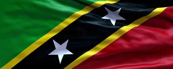 Viftande Flagga Saint Kitts Nevis Flagga Saint Kitts Nevis Flagga — Stockfoto