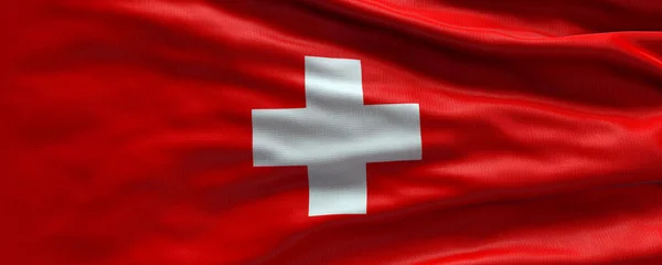 Viftande Flagga Schweiz Flagga Storbritannien Flagga Bakgrund — Stockfoto