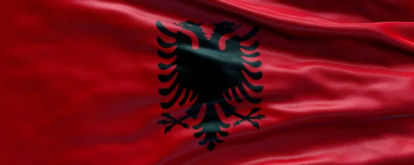 Bandera Ondeante Albania Bandera Albania Fondo Bandera — Foto de Stock