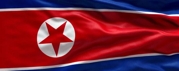 Bandeira Coreia Norte Bandeira Coreia Norte Bandeira Fundo — Fotografia de Stock