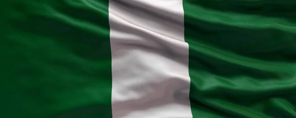 尼日利亚飘扬的国旗 尼日利亚国旗 3D国旗背景 — 图库照片