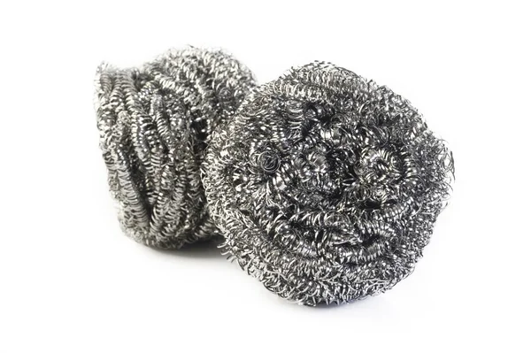 Two stainless steel scourer — Stock Photo, Image