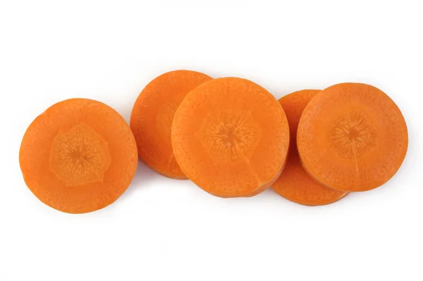 Fresh sliced carrots on white background — Stock Photo, Image