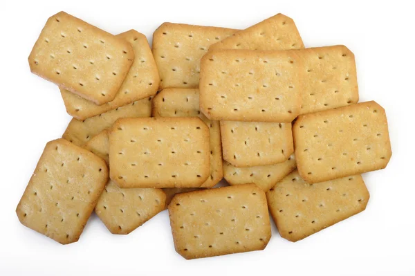 Galletas saladas aisladas sobre fondo blanco — Foto de Stock